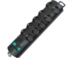 Primera-Line stekkerdoos 10-voudig zwart 2m H05VV-F 3G1,5 de stopcontacten zijn schakelbaar per 5 *FR*