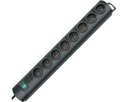 Primera-Line stekkerdoos 8-voudig zwart 2 m H05VV-F 3G1,5 *FR/BE*