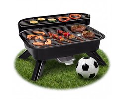 Princess 112252 Hybride Barbecue – 2000W – Elektrisch of Houtskool BBQ – Compact Tafelmodel – Ideaal voor Balkon & Camping – 44x29 cm - WK