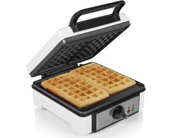 Princess 132397 Wafelijzer - 2 Belgische wafels - 4x7 - Regelbare thermostaat - Anti aanbaklaag - 1200 Watt - 20 x 20 cm - Wit