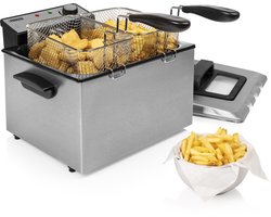 Princess Frituurpan - Grote friteuse - 1 grote en 2 kleine manden - 5 liter - 3270W - Kijkvenster - Koude zone - Anti reukfilter - 185000