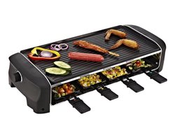 Princess Gourmetstel 162840 - Raclette 8 personen - Grill and Bakplaat - Groot - 2 meter snoer - Regelbare thermostaat - 1400W - Omkeerbare bakplaat en grillplaat - 8 pannetjes