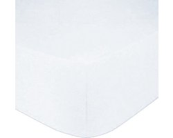 Princess Line- Comfortabel Ultra-Soft-Hoeslaken -100% katoen-Jersey -Stretch -Strijkvrij- Rondom elastiek-Hoekhoogte tot 40cm-Voor Boxspring-Waterbed-2Persoons-Lits-Jumeaux-200x200+40cm-Wit