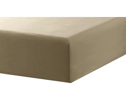 Princess Line- Comfortabel Ultra-Soft-Hoeslaken -100% katoen-Jersey -Stretch -Strijkvrij- Rondom elastiek-Hoekhoogte tot 40cm-Voor Boxspring-Waterbed-2Persoons-Lits-Jumeaux-200x200+40cm-Taupe