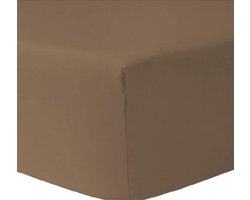Princess Line- Comfortabel Ultra-Soft-Hoeslaken -100% katoen-Jersey -Stretch -Strijkvrij- Rondom elastiek-Hoekhoogte tot 40cm-Voor Boxspring-Waterbed-2Persoons-Lits-Jumeaux-200x220+40cm-Donkerbruin