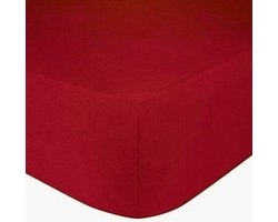 Princess Line- Comfortabel Ultra-Soft-Hoeslaken -100% katoen-Jersey -Stretch -Strijkvrij- Rondom elastiek-Hoekhoogte tot 40cm-Voor Boxspring-Waterbed-2Persoons-Lits-Jumeaux-190x200+40cm-Rood