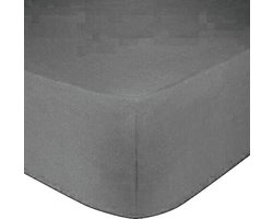 Princess Line- Comfortabel Ultra-Soft-Hoeslaken -100% katoen-Jersey -Stretch -Strijkvrij- Rondom elastiek-Hoekhoogte tot 40cm-Voor Boxspring-Waterbed-2Persoons- Lits-Jumeaux-180x220x40cm-Antraciet