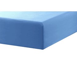 Princess Line- Comfortabel Ultra-Soft-Hoeslaken -100% katoen-Jersey -Stretch -Strijkvrij- Rondom elastiek-Hoekhoogte tot 40cm-Voor Boxspring-Waterbed-2Persoons-Lits-Jumeaux-200x220+40cm-Blauw