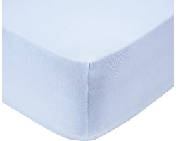 Princess Line- Comfortabel Ultra-Soft-Hoeslaken -100% katoen-Jersey -Stretch -Strijkvrij- Rondom elastiek-Hoekhoogte tot 40cm-Voor Boxspring-Waterbed-2Persoons-Lits-Jumeaux-200x220+40cm-Licht Blauw