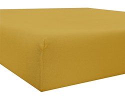 Princess Line- Comfortabel Ultra-Soft-Hoeslaken -100% katoen-Jersey -Stretch -Strijkvrij- Rondom elastiek-Hoekhoogte tot 40cm-Voor Boxspring-Waterbed-2Persoons- Lits-Jumeaux-180x220x40cm-Okergeel