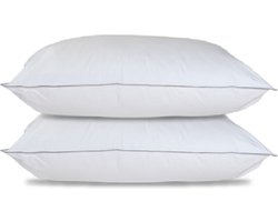 Princess Line katoenen tijk Hoofdkussen - Hotel kwaliteit - 60x70 cm- Set van 2-Stuks-Aanpasbaar met Ritssluiting