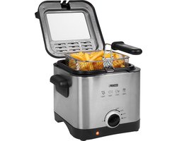 Princess Mini friteuse - 1.5 Liter - Regelbare thermostaat - Geurfilter - Kijkvenster - Compact - Geschikt voor camping - 1000W - 182612 - Geborsteld RVS