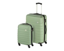 Princess Traveller Singapore - Kofferset 2-delig - Sage - ABS - Handbagage koffer 34L met grote Reiskoffer 84L