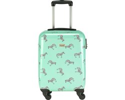 Princess Traveller Trendy Animal collection - Handbagage koffer - Zebra - Mint - 56cm
