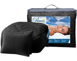 PrincessDekbed EazyDekbed - Dekbed Zonder Overtrek 1-persoons XL 140x220 - Zwart - Luxe Reliëf Bloemenpatroon - Anti-allergie - Wasbaar & Strijkvrij - Incl. 1 Kussensloop 60x70 cm