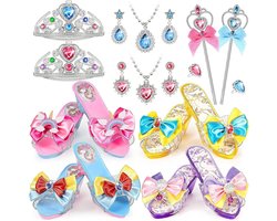 Prinsessenschoenen voor meisjes, prinsessenset met koninklijk thema met kinderaccessoires, kroon en toverstaf - ShopVlot