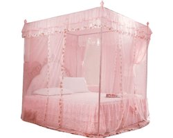 Prinsessenstijl Hemelbed Gordijnen - Roze - Voor Meisjes Jongens Volwassenen - 120x200x200cm .