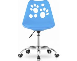 PRINT Bureaustoel Blauw, Modern Ergonomisch Design, Verstelbare Zithoogte, Chromen Basis, Geschikt voor Kinderkamer, Thuiswerkplek of Kantoor, Max. 110 kg