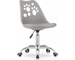 PRINT Bureaustoel Grijs, Modern Ergonomisch Design, Verstelbare Zithoogte, Chromen Basis, Geschikt voor Kinderkamer, Thuiswerkplek of Kantoor, Max. 110 kg