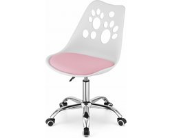 PRINT - Bureaustoel kind - in hoogte vestelbaar - met wielen - wit roze