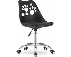 PRINT Bureaustoel Zwart, Modern Ergonomisch Design, Verstelbare Zithoogte, Chromen Basis, Geschikt voor Kinderkamer, Thuiswerkplek of Kantoor, Max. 110 kg