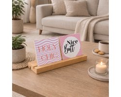 Printazzy - Tegelhouder hout 2 tegels – Tegel Standaard 25 cm – Houten display rek – Woondecoratie houder – Cadeau interieur accessoires - luxe houder