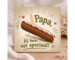 Printazzy - Tegeltje met Tekst Papa Jij Bent Vet Speciaal - Vaderdag Cadeau - Grappig Cadeau Vader - BBQ Frikandel Tegel - Keuken Decoratie - Cadeau voor Papa - Wanddecoratie WC Tegeltje