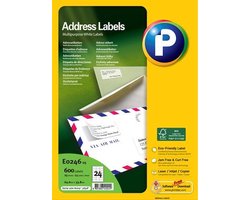 Printec Adres Etiketten - 25 Vel - 64.6x33.8mm - 24 Labels Per A4 - 600 Stickers
