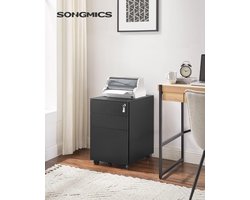 Printer Ladeblok & Afsluitbare Lade- Archief Rollende Kast & Grote Lade voor Documenten A4- Bureau Rolcontainer- Kantoor Kast & Wielen & Slot- Dossiergarderobe- Werkkamer- Laadvermogen 40kg Extreem Stabiel & Duurzaam Staal 18.7 kg Zwart - 39x52x60 cm