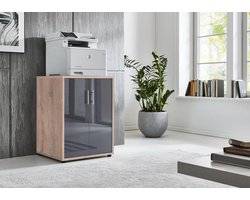 Printerkast met 2 deuren en 2 planken voor kantoor of thuiskantoor - 74 cm hoogte