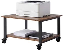 Printertafel - op wielen - 32 x 50 x 50 cm - bruin-zwart