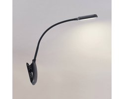 PRIOS - Klemlamp- met dimmer - 1licht - ABS, polycarbonaat - H: 51 cm - zwart - Inclusief lichtbron
