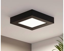 PRIOS - LED plafondlamp - CCT - 1licht - Polycarbonaat, aluminium - H: 3.45 cm - zwart, wit - Inclusief lichtbron
