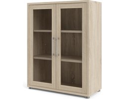 Prisme Kantoorplank met 2 glazen deuren, eiken decor