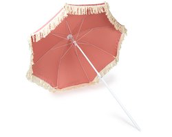 Pro Beach Strand / tuin Parasol Bali - D180 cm - roze - opvouwbaar - verstelbare hoogte - franjes - met opbergtas
