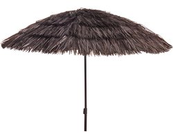 Pro Beach Strand / tuin Parasol Hawaii - D170 cm - donkerbruin - kantelbaar/opvouwbaar - verstelbaar - raffia stijl