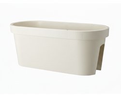 Pro Garden Balkon plantenpot/bloempot - crèmewit - 60 x 25 cm - ovaal - kunststof - Reling/schutting/hangende bloempotten