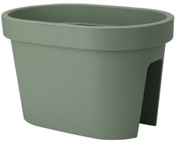 Pro Garden Balkon plantenpot/bloempot - groen - 40 x 25 cm - ovaal - kunststof - Reling/schutting/hangende bloempotten