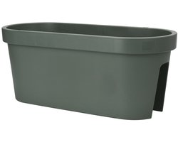 Pro Garden Balkon plantenpot/bloempot - groen - 60 x 25 cm - ovaal - kunststof - Reling/schutting/hangende bloempotten