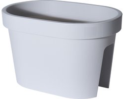 Pro Garden Balkon plantenpot/bloempot - lichtgrijs - 40 x 25 cm - ovaal - kunststof - Reling/schutting/hangende bloempotten