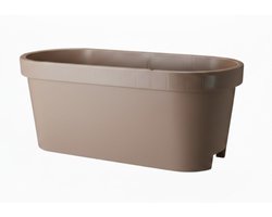 Pro Garden Balkon plantenpot/bloempot - taupe - 60 x 25 cm - ovaal - kunststof - Reling/schutting/hangende bloempotten