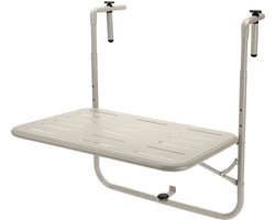Pro Garden Balkon tafel - metaal - mat beige - 60 x 43 cm - Inklapbaar - Hoogte verstelbaar