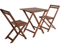 Pro Garden Bistroset 72 X 60 Cm Hout Donkerbruin 3-delig