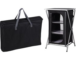 Pro Garden Camping kast vouwbaar - 3 legplanken - inclusief draagtas - 60x53x97cm