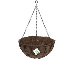 Pro Garden Hanging basket - plantenbak - metaal - 30 cm - inclusief kokosinlegvel - hangende bloemen