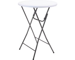 Pro Garden | Inklapbare Robuuste Statafel - Stalen frame - Ø80x110cm - Wit/Grijs