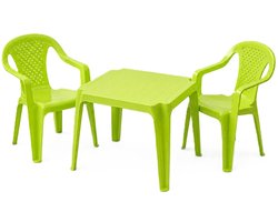 Pro garden kinder tuinset - groen - kunststof - kindertafel en stoeltje - binnen/buiten