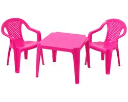 Pro garden kinder tuinset - roze - kunststof - kindertafel en stoeltje - binnen/buiten