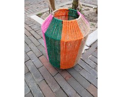 Pro Garden - Lantaarn - Windlicht - Jute - Roze - Groen - 32 cm - sfeer voor in de tuin -