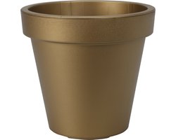 Pro Garden Plantenpot/bloempot Botanic Gold - Tuin buiten - kunststof - mat goud- Dia 20 cm - rond